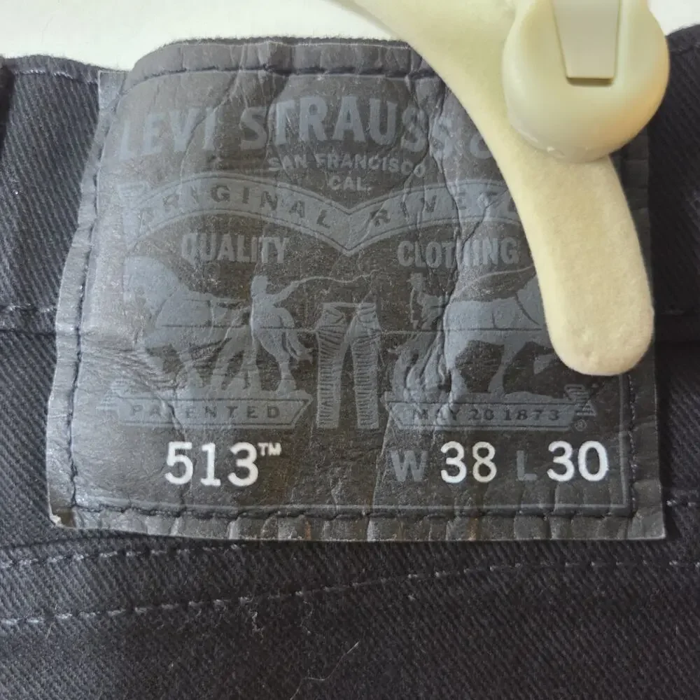 Levi's 513 Men's Jeans Slim Fit Straight Leg Stretch Jet Black Denim W38 L30